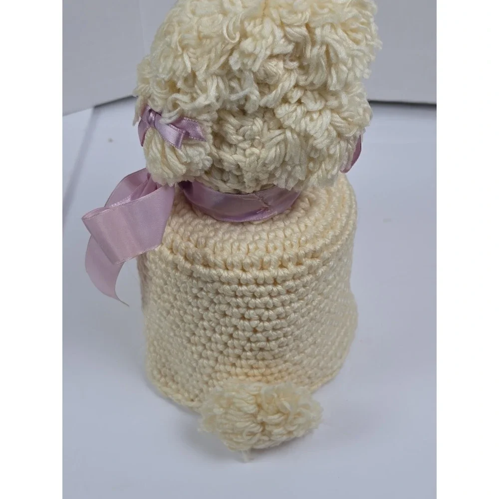 Vintage Poodle Toilet Paper Cover Holder Crocheted Retro 1960's